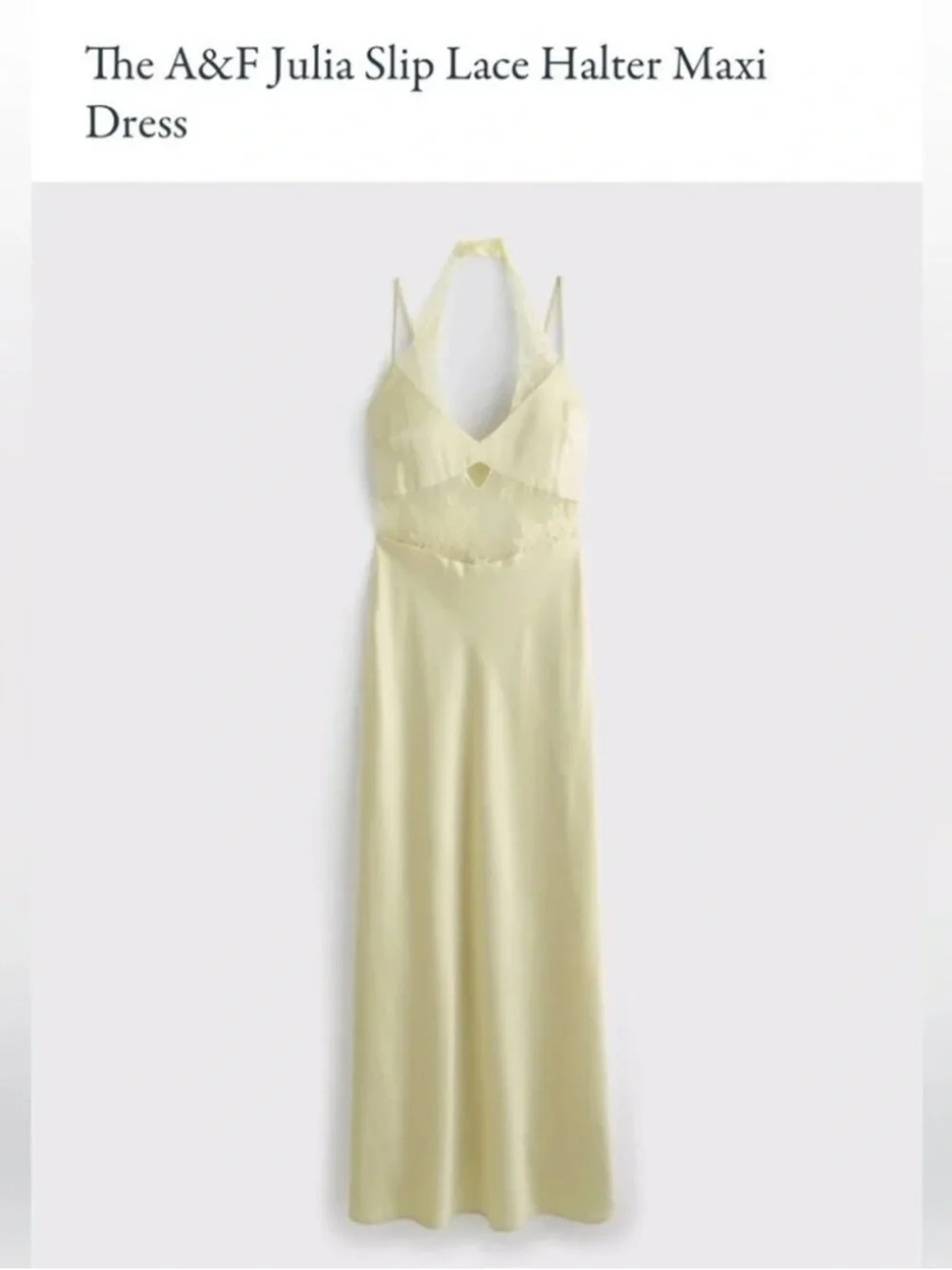Abercrombie & Fitch Pale Yellow Lace Halter Maxi Dress — NWT